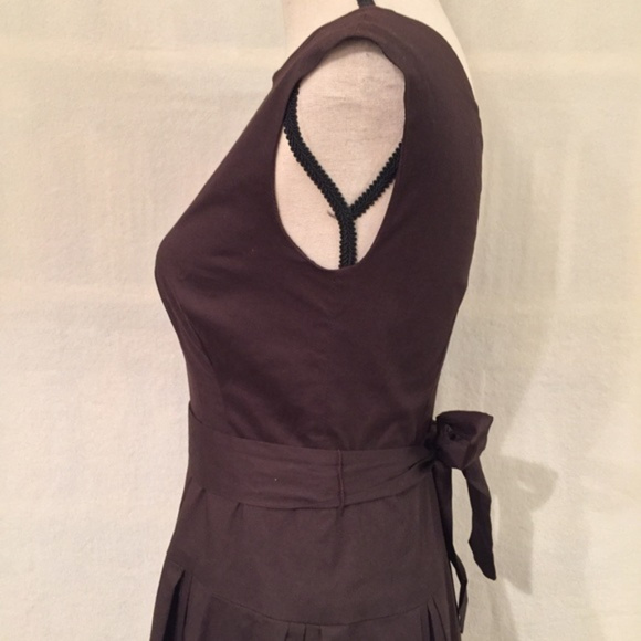 hoshanna brown boatneck stretch cotton fit & flare dress - Picture 4 of 8